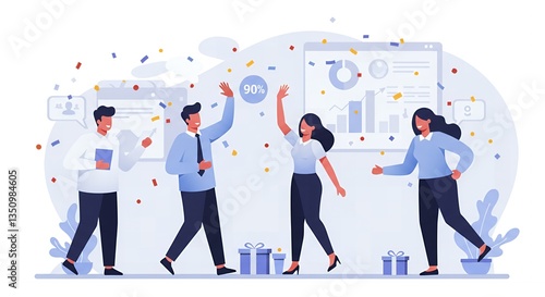 Celebrating Business Success Team Achievement Goal Success Businesspeople Rejoicing Project Completion