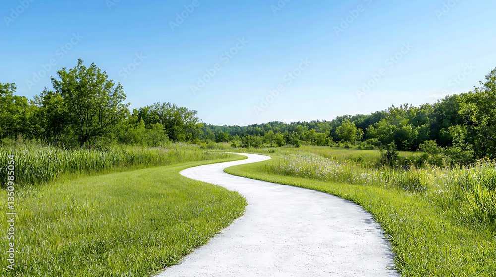 Obraz premium Winding path through floral landscape spring nature scene greenery scenic viewpoint