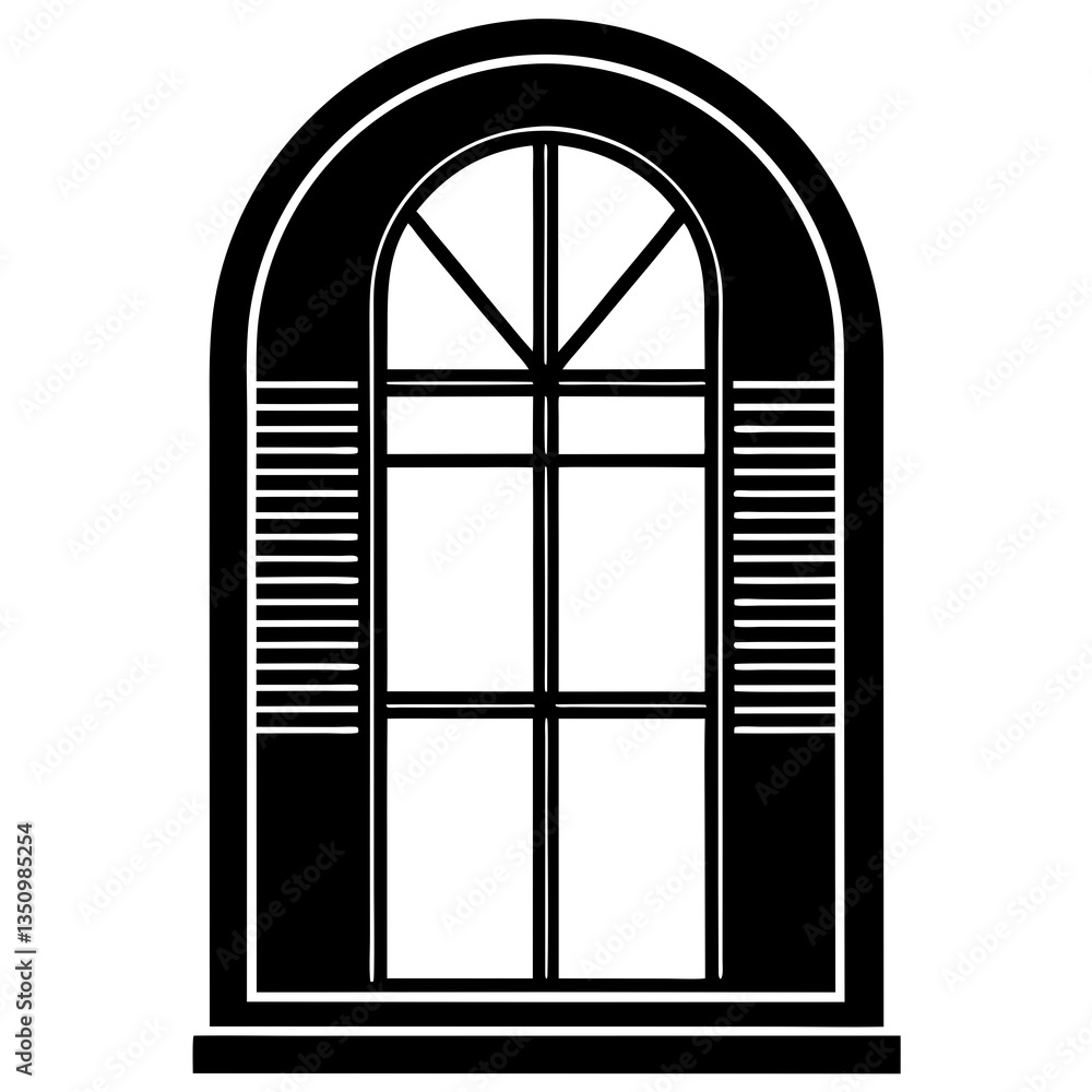 Curved Window Frame Silhouette Vector Curved Window Frame Silhouette Vector