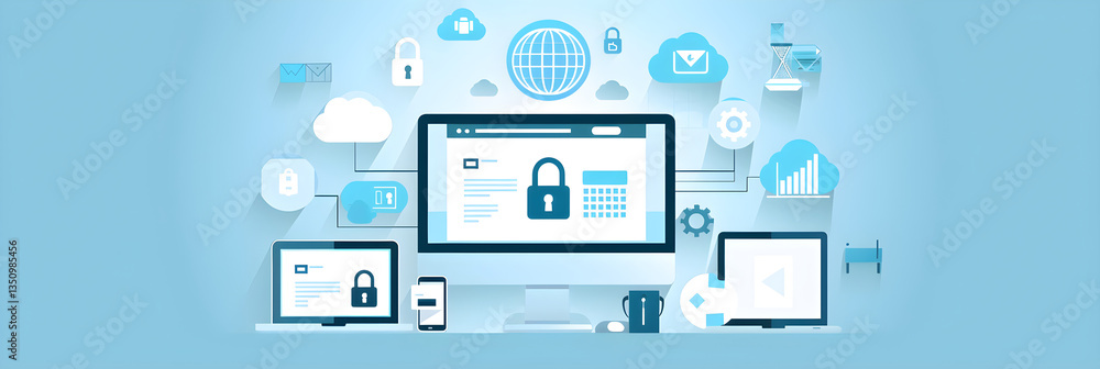 Conceptual Illustration Depicting WordPress Backup Solutions and Data Security Systems Conceptual Illustration Depicting WordPress Backup Solutions and Data Security Systems