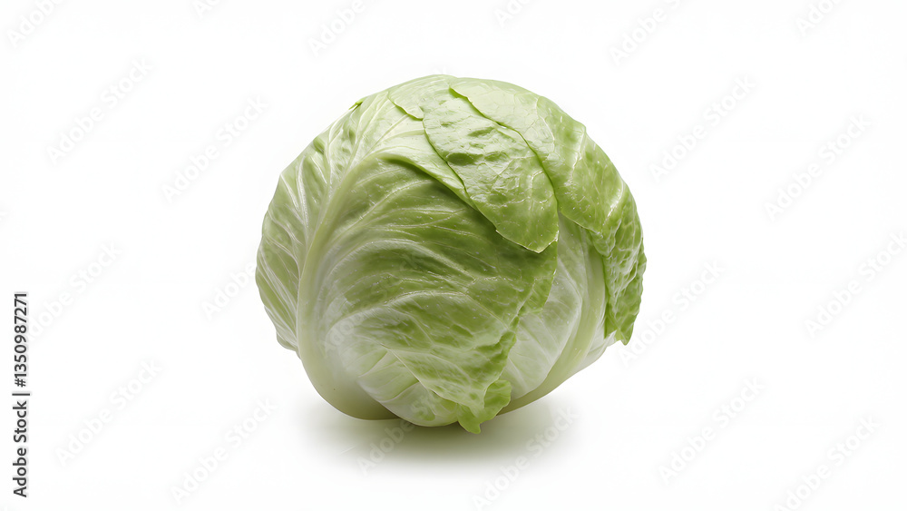 A head of iceberg lettuce with crisp, tightly packed green leaves A head of iceberg lettuce with crisp, tightly packed green leaves