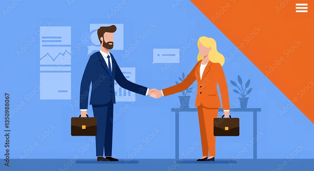 Obraz premium Successful Business Partnership Deal Closing Handshake Agreement of Two Colleagues