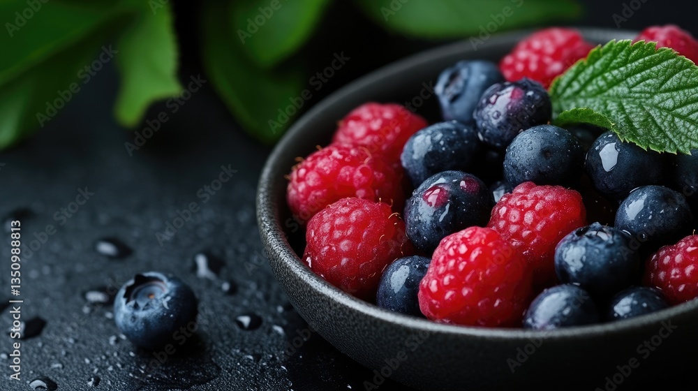 Fresh raspberries and blueberries in a bowl Fresh raspberries and blueberries in a bowl