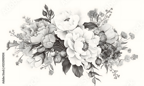 Wallpaper Mural Creative 2D Doodle Floral Illustrations on White Background Torontodigital.ca