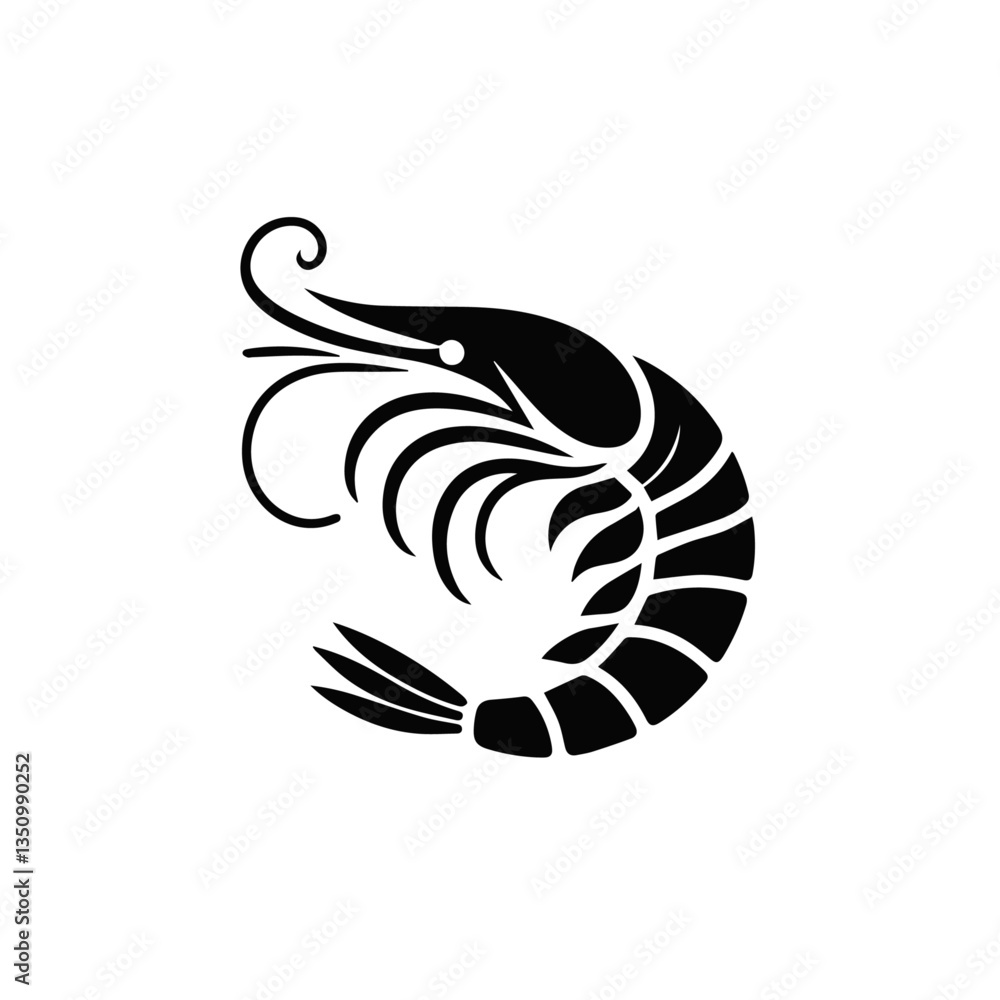 Shrimp Silhouette Vector – High-Quality Black and White Prawn Illustration for Seafood Logos & Design Shrimp Silhouette Vector – High-Quality Black and White Prawn Illustration for Seafood Logos & Design
