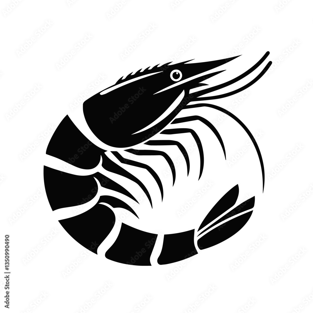 Shrimp Silhouette Vector – High-Quality Black and White Prawn Illustration for Seafood Logos & Design Shrimp Silhouette Vector – High-Quality Black and White Prawn Illustration for Seafood Logos & Design