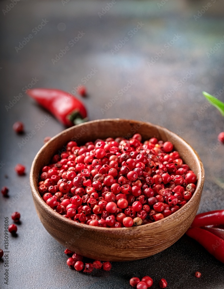 Red peppercorns in bowl Red peppercorns in bowl