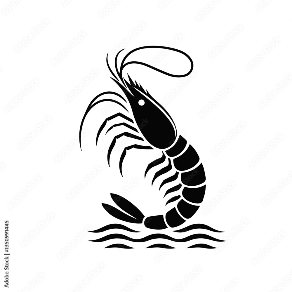 Shrimp Silhouette Vector – High-Quality Black and White Prawn Illustration for Seafood Logos & Design Shrimp Silhouette Vector – High-Quality Black and White Prawn Illustration for Seafood Logos & Design