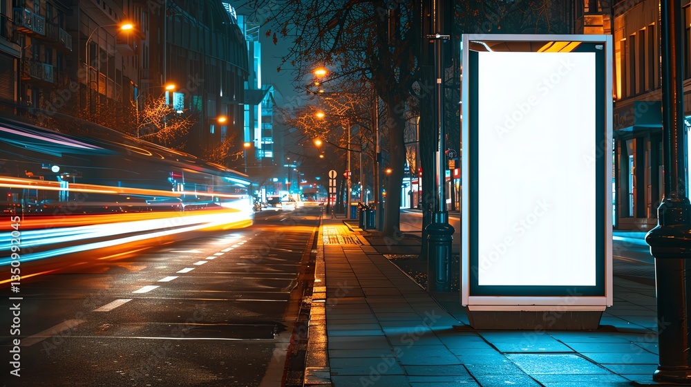 Blank Billboard Sign on Urban Bus Shelter Blank Billboard Sign on Urban Bus Shelter