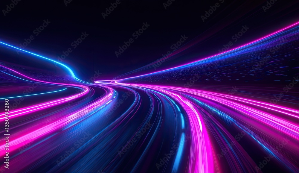 Abstract neon tunnel, vibrant light streaks. Dynamic movement through a glowing corridor Abstract neon tunnel, vibrant light streaks. Dynamic movement through a glowing corridor