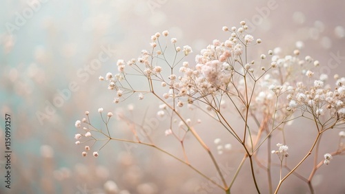 Delicate Pastel Blooms in Soft Focus, a Botanical Study of Natural Elegance