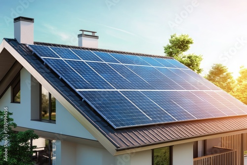 Wallpaper Mural Solar panels installed on a modern home's roof Torontodigital.ca