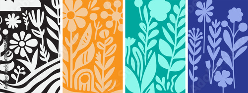 Floral botanic Pattern Backgrounds for Modern Art Prints Posters and Placards.