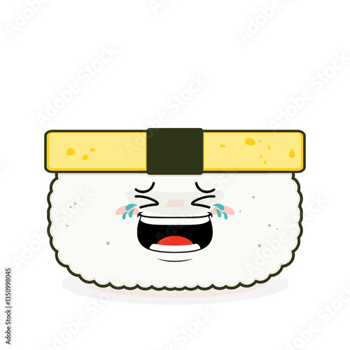 tamago sushi laughing face cartoon cute