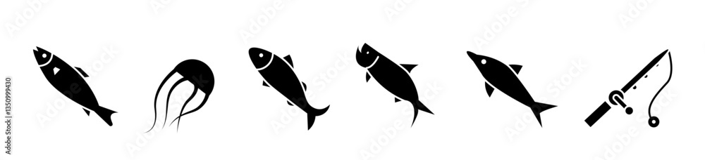 Fototapeta premium fish silhouette collection. vector. editable