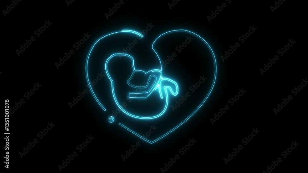 Glowing neon fetus icon isolated on black background. HD Video motion graphic animation
Glowing neon fetus icon isolated on black background. HD Video motion graphic animation