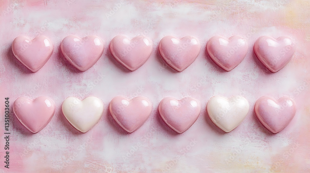Obraz premium Pink heart candies with romantic layout.