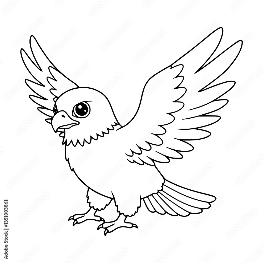 Fototapeta premium Eagle, Drawing, illlustration, kawaii, coloring book