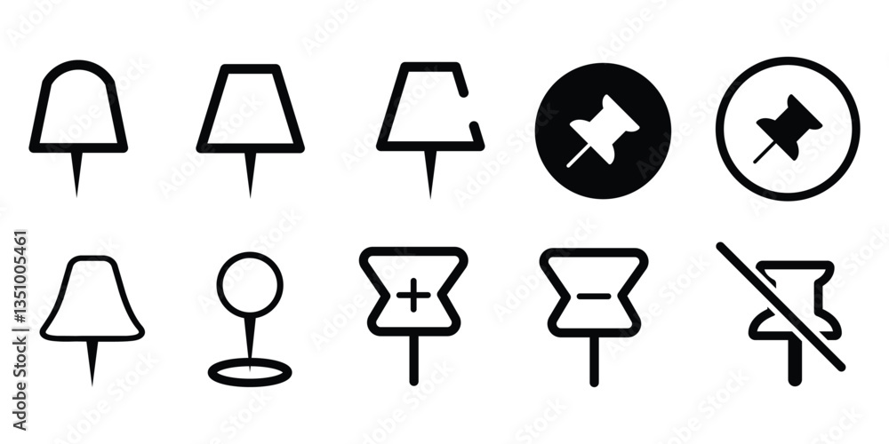 Pinpoint icon collection. Pin, location symbol outlined and flat icon set . Location pin symbol. Map marker pointer icon set illustration. Pinpoint icon collection. Pin, location symbol outlined and flat icon set . Location pin symbol. Map marker pointer icon set illustration.