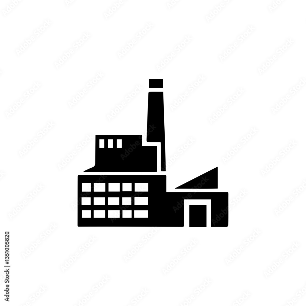 Factory Icon silhouette on white background for Business and Production Use Factory Icon silhouette on white background for Business and Production Use