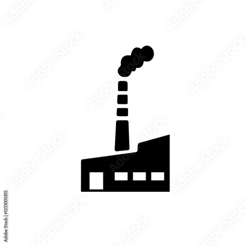 Factory Icon silhouette on white background for Manufacturing and Industry