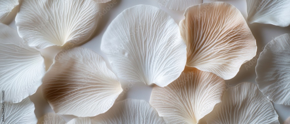 Delicate White Rose Petals Arranged Neatly on Flat Surface Creating Soft and Elegant Background for Romantic or Nature-Themed Projects Delicate White Rose Petals Arranged Neatly on Flat Surface Creating Soft and Elegant Background for Romantic or Nature-Themed Projects