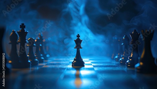 Chess king in strategic position