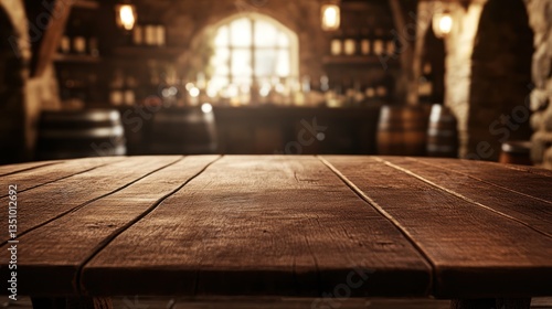 Wallpaper Mural Empty wooden table in a dark wine cellar Torontodigital.ca