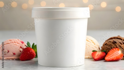 Realistic mockup for an ice cream container: