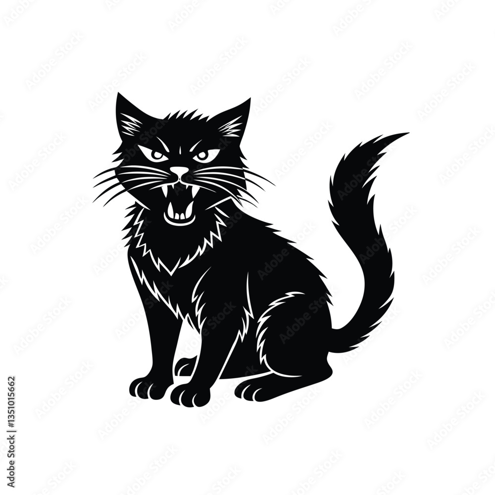 Angry Cat Vector Illustration – Cute, Cartoon, and Expression Icon Angry Cat Vector Illustration – Cute, Cartoon, and Expression Icon
