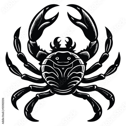 a crab with its claws raised in defense