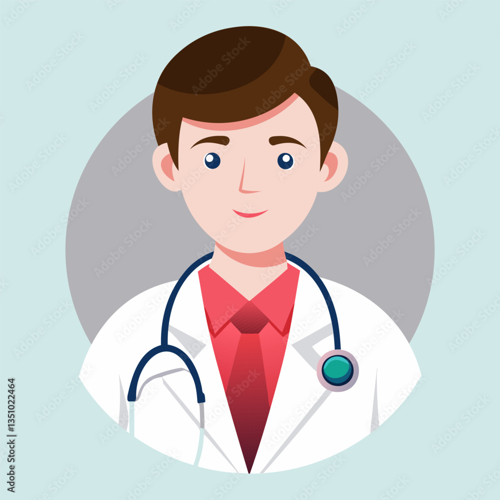 Fototapeta premium Vector illustration of a young doctor intern