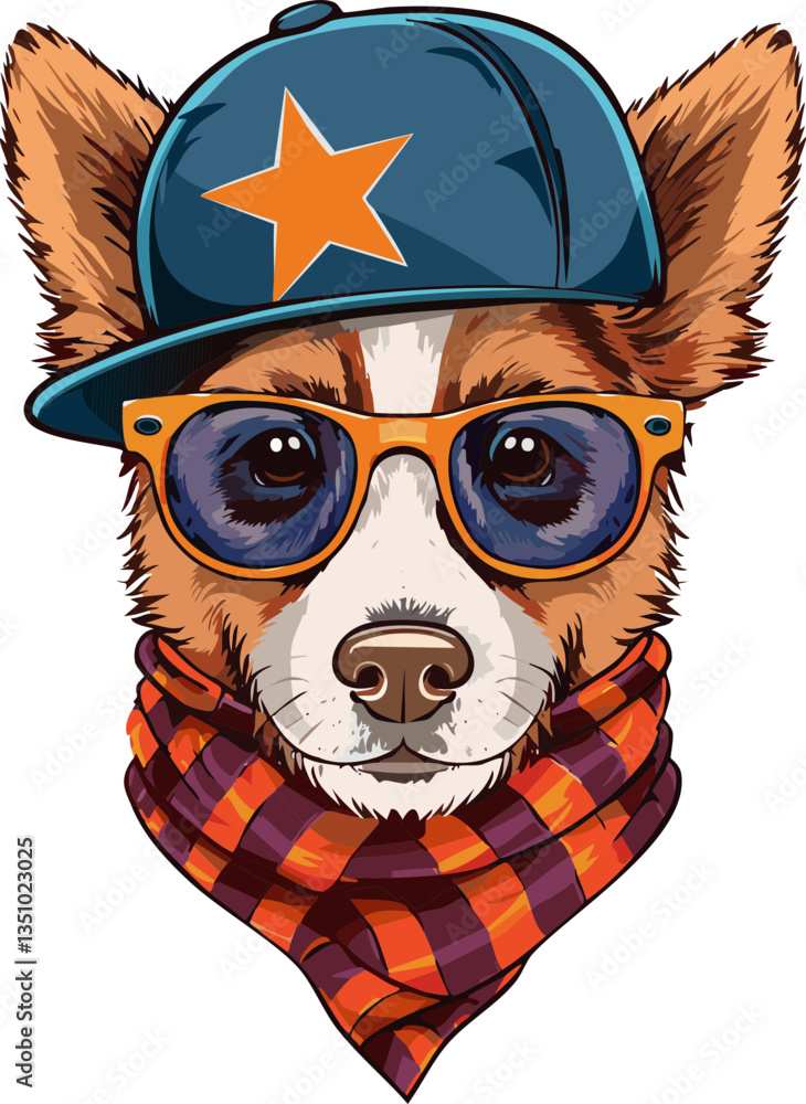 Fototapeta premium Hipster Fashion Dogs Cute dogs fashion hipster set fashion dogs vector. dog in glasses, dog in clothes