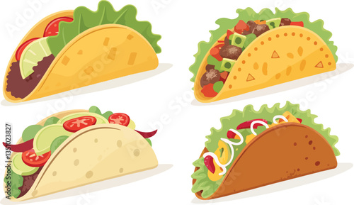 Set of Taco Illustration vector design, Taco Logo and icon design, Taco vector design, Taco Icon Set