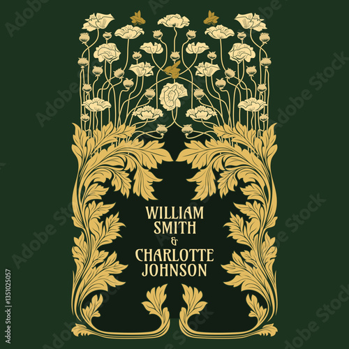 vector vintage items: label art nouveau, frame, wedding invitation
