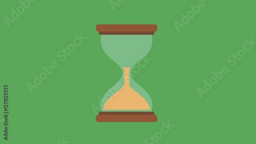Hourglass or sand timer animation on green background