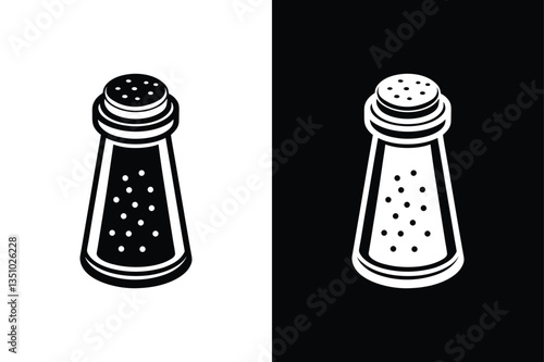 Salt and Pepper Icon. Stylish Spice Symbols for Seasoning & Condiments