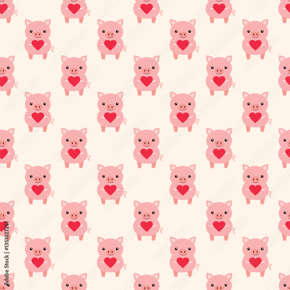 Pink pig seamless pattern vector illustration Pink pig seamless pattern vector illustration