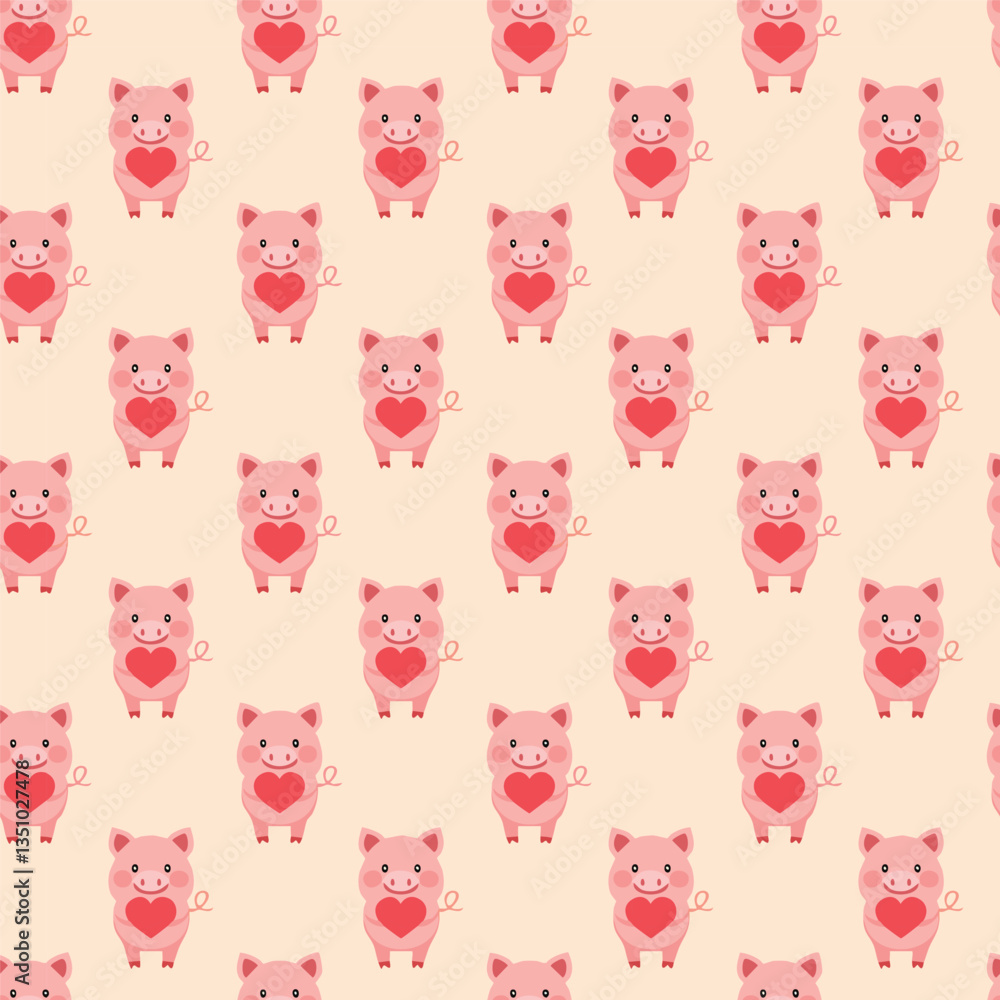 Cute pig heart pattern design seamless Cute pig heart pattern design seamless