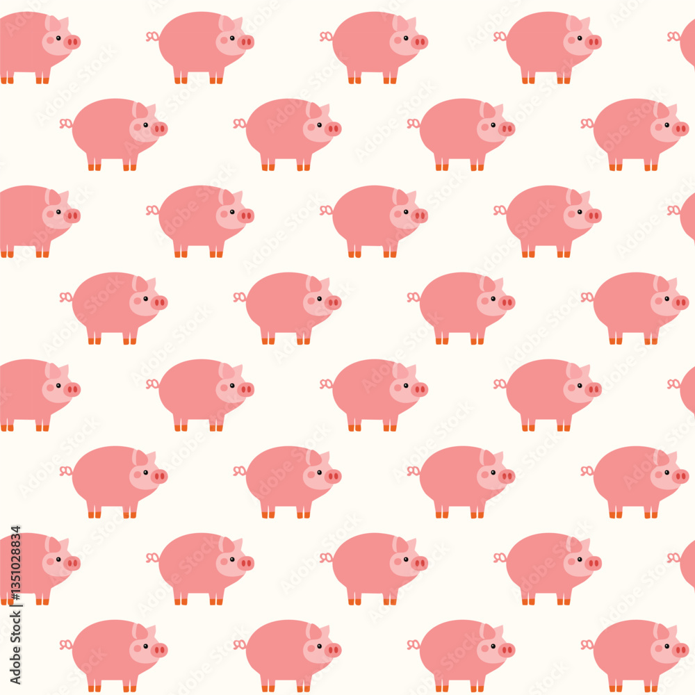 Pink pig seamless pattern vector illustration Pink pig seamless pattern vector illustration