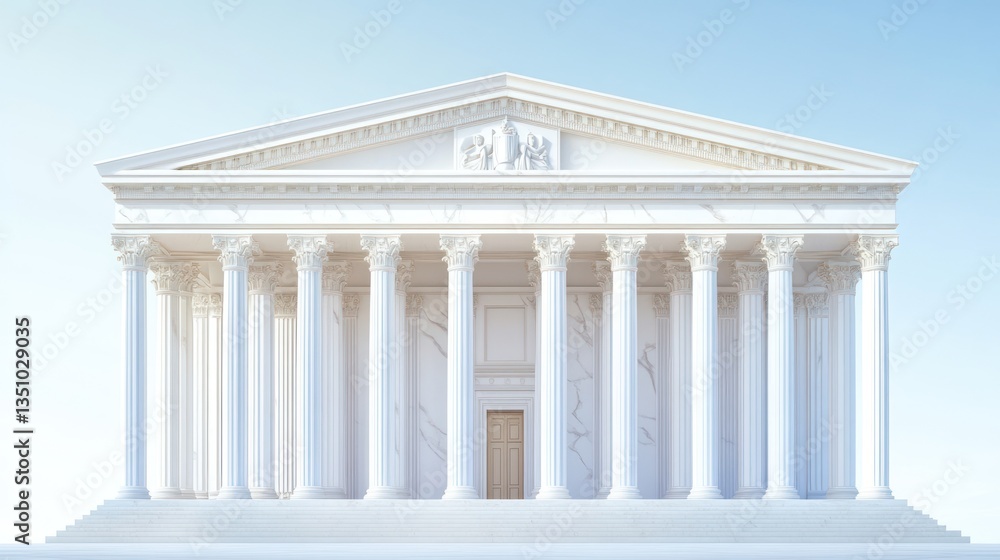 Obraz premium Ancient Roman-style building facade against a pale sky. Possible stock photo use