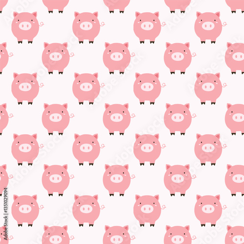 Pink pig seamless pattern vector illustration