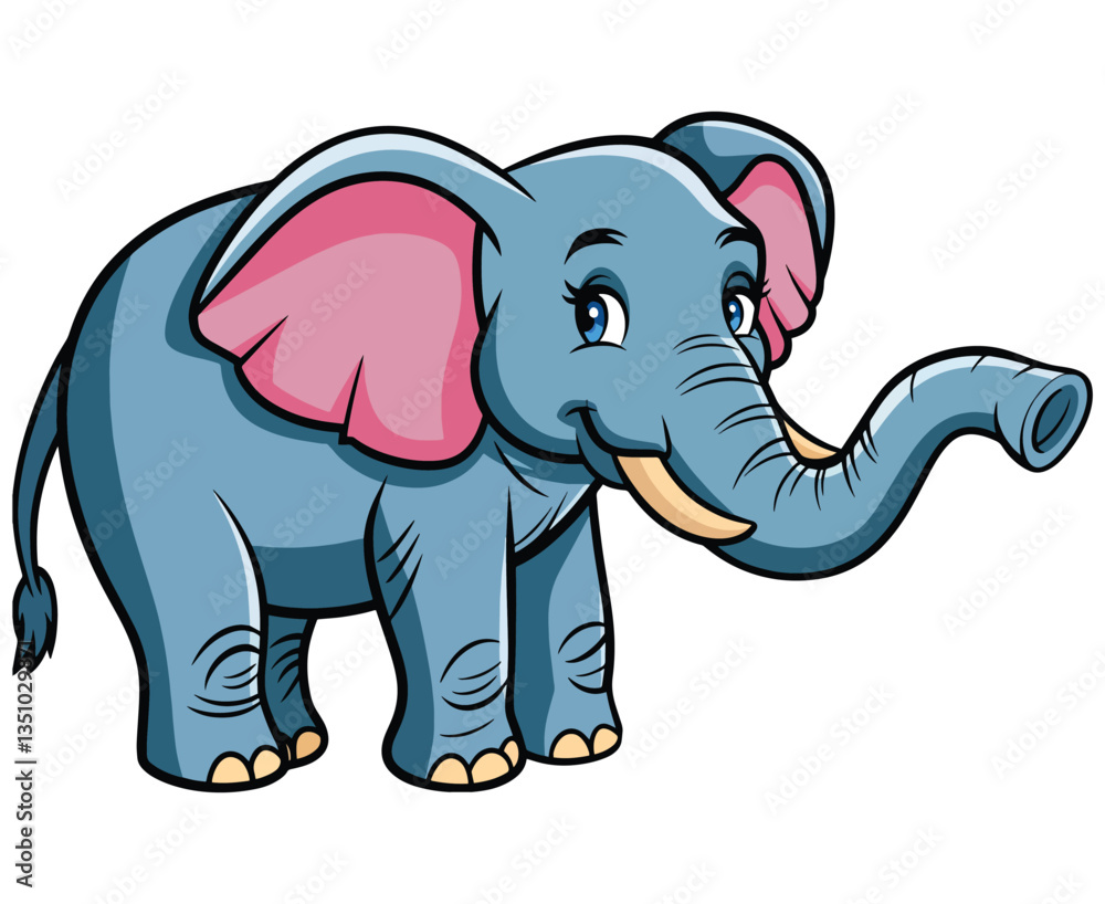 Cartoon elephant illustration, with big ears and a cute trunk. Simple design on a white background, perfect for children's themes or playful projects. Vector illustration. Cartoon elephant illustration, with big ears and a cute trunk. Simple design on a white background, perfect for children's themes or playful projects. Vector illustration.