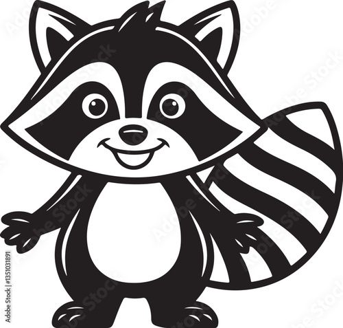A black silhouette of a raccoon
