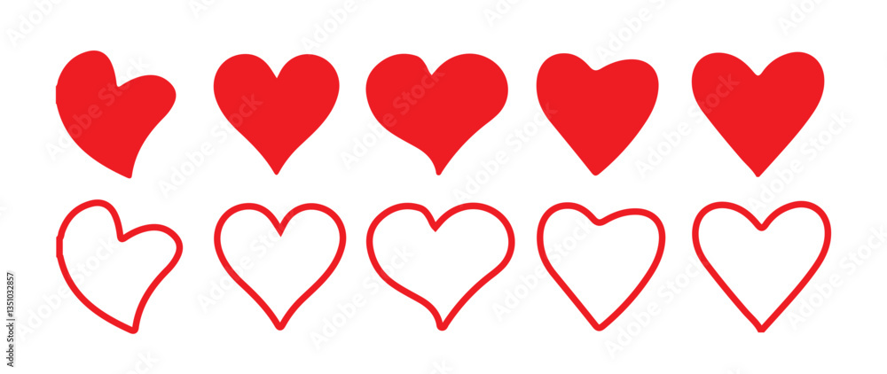 Simple red heart icon set. Heart icon. Love vector shape. Valentine day symbol. Heart health sign. Happy valentine icon. Eps 10 Simple red heart icon set. Heart icon. Love vector shape. Valentine day symbol. Heart health sign. Happy valentine icon. Eps 10