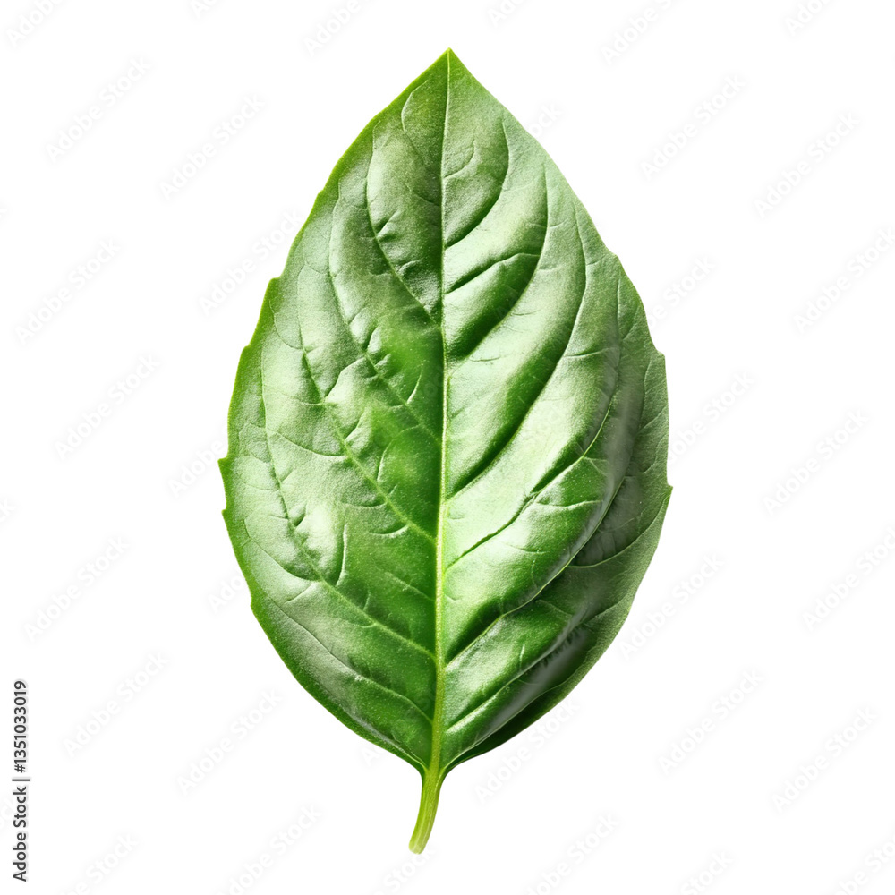 Obraz premium Fresh basil leaf Isolated on a transparent background