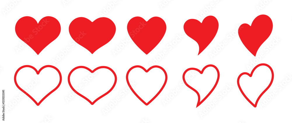 Simple red heart icon set. Heart icon. Love vector shape. Valentine day symbol. Heart health sign. Happy valentine icon. Eps 10 Simple red heart icon set. Heart icon. Love vector shape. Valentine day symbol. Heart health sign. Happy valentine icon. Eps 10