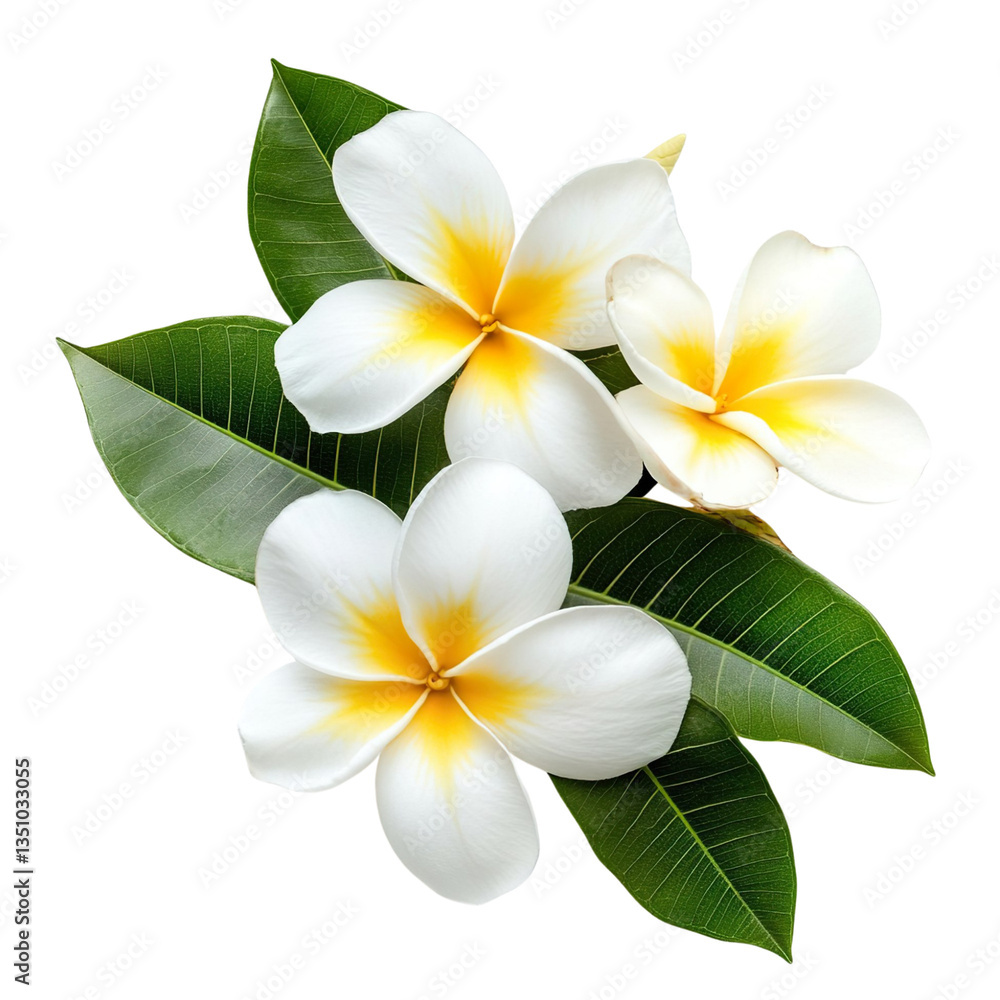 Fototapeta premium Frangipani flowers Isolated on a transparent background