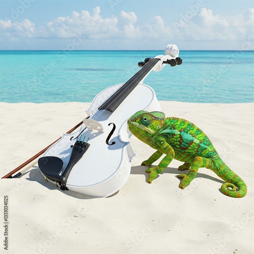 tropical beach in thailand with a violin 