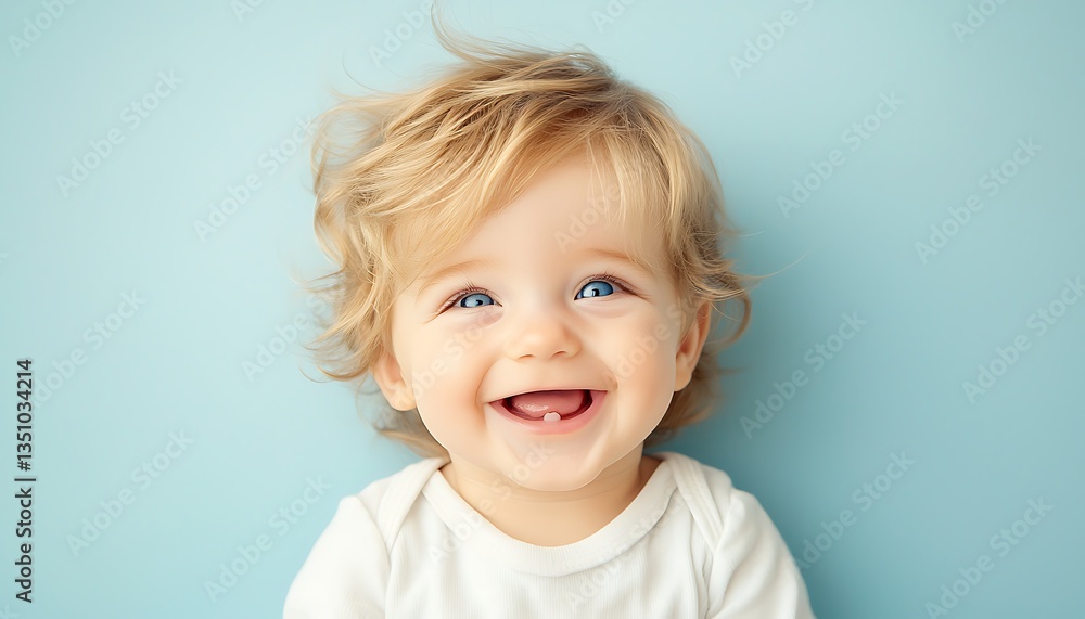 Happy Baby Smiling for Blue Background. Happy Baby Smiling for Blue Background.
